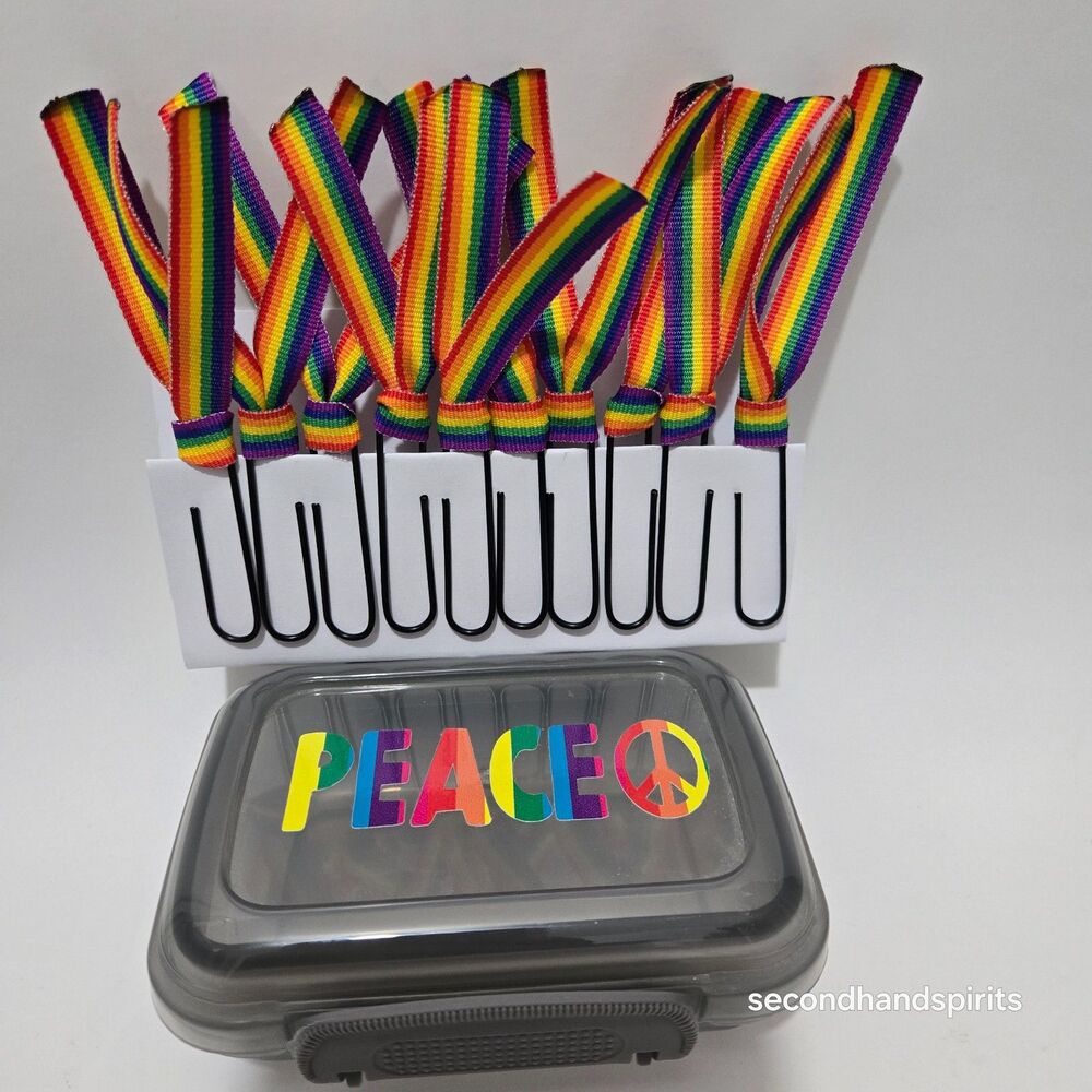 PEACE Stash Box Boomer Designed Pride Rainbows Filled With Rainbow Paperclips